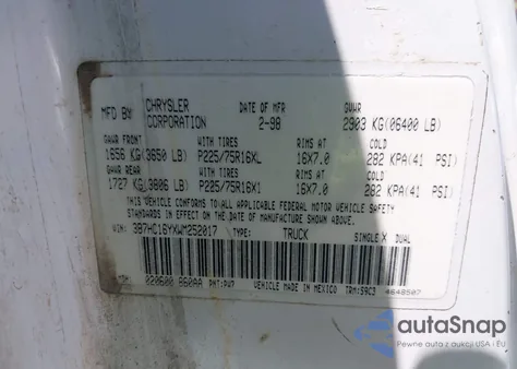 1998 Dodge Ram 1500 St from USA, damaged, VIN 3B7HC16YXWM252017